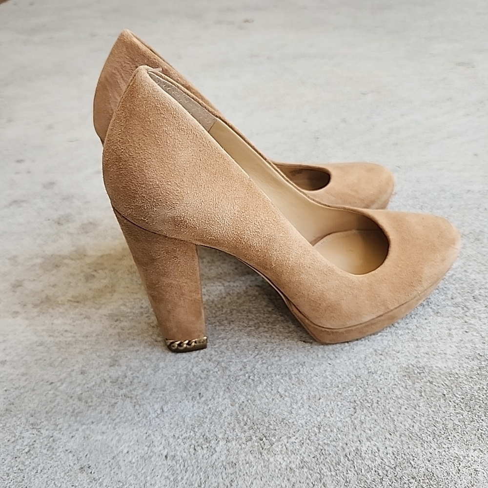MICHAEL Michael Kors Sabrina Chain Heel Platform Suede Pumps Women's Sz 6M